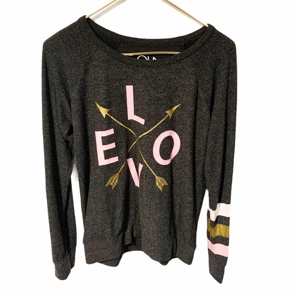 Chaser Size Medium Grey Love Arrows Slub Crewneck Sweatshirt - Picture 2 of 7